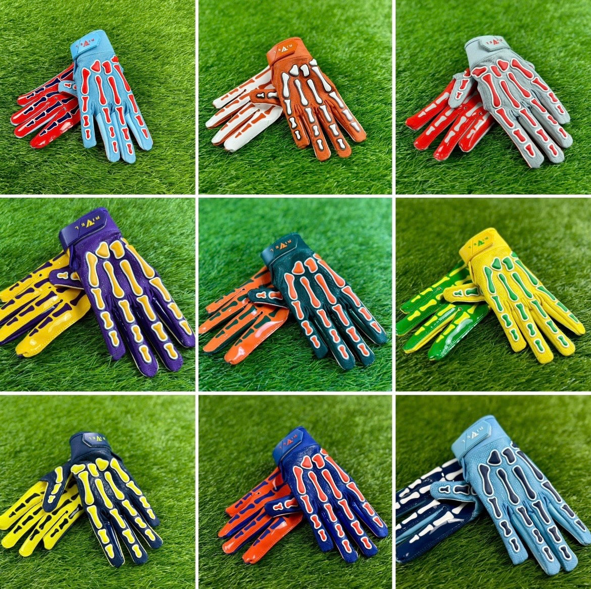 Reapers College Bones Football Gloves