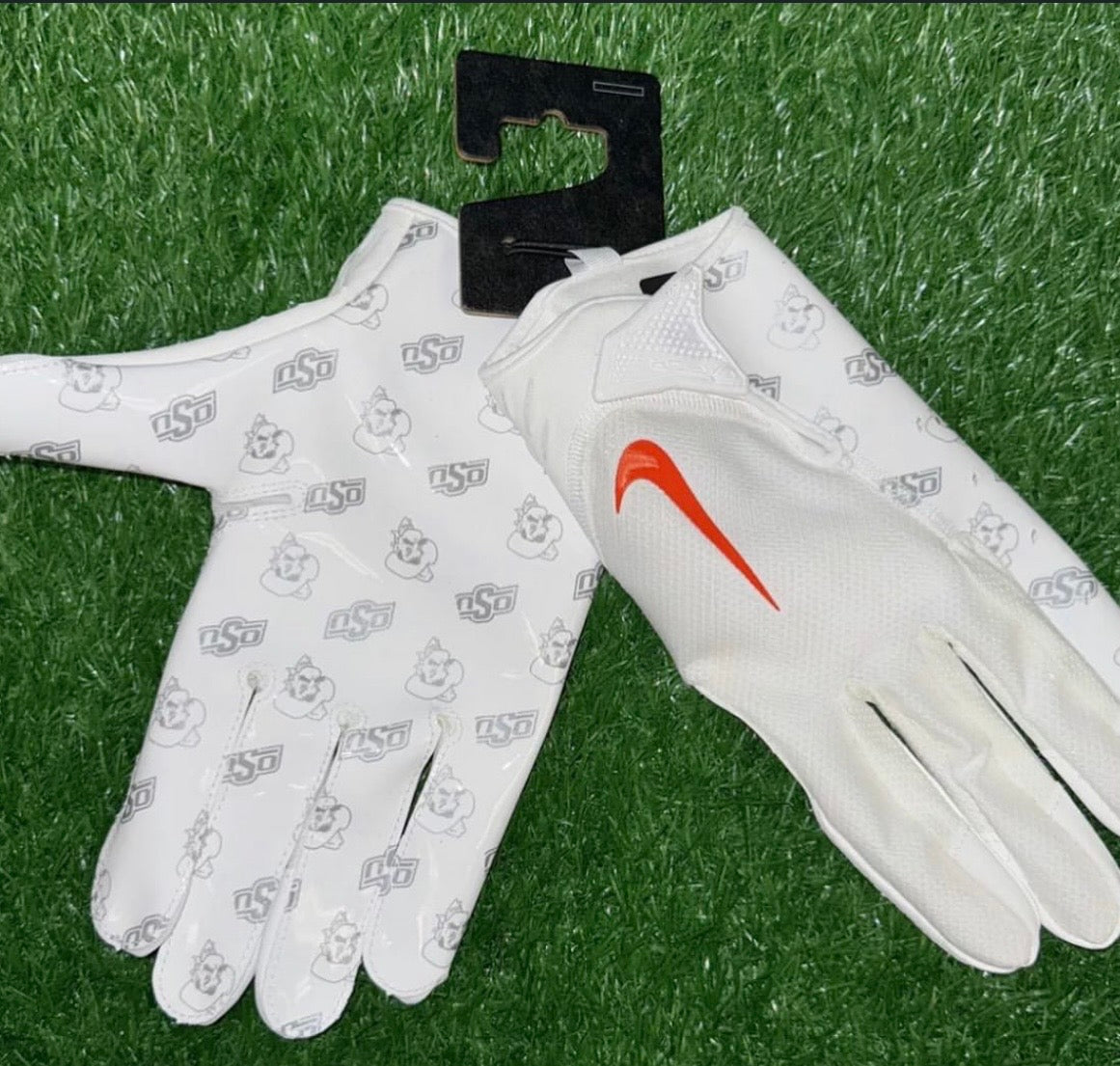 Nike OklahomaSt TeamIssued VaporJet7.0 Football Gloves